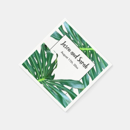 Serviette En Papier Palm Leaf, feuillage tropical, forêt tropicale (Coin)