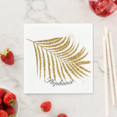 Serviette En Papier Palm Leaf Gold Parties scintillant Personnalisé No (En situation)