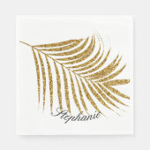 Serviette En Papier Palm Leaf Gold Parties scintillant Personnalisé No (Devant)