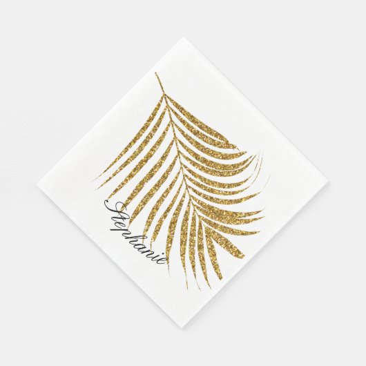 Serviette En Papier Palm Leaf Gold Parties scintillant Personnalisé No (Coin)