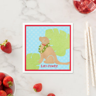 Serviette En Papier Palm Leaf Island Golden Dog Let’s Pawty Napkin