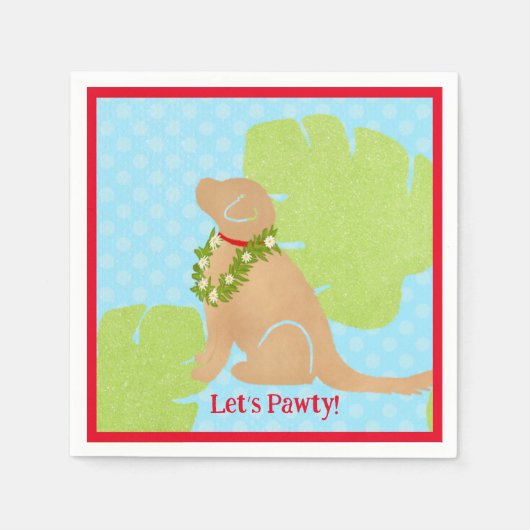 Serviette En Papier Palm Leaf Island Golden Dog Let’s Pawty Napkin (Devant)