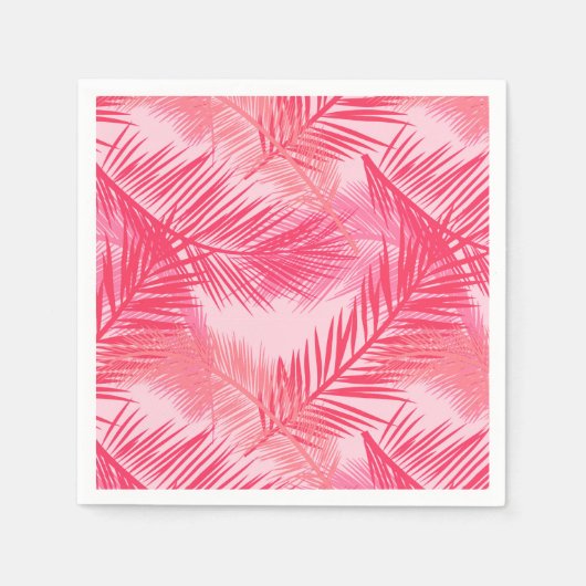 Serviette En Papier Palm Leaf Print, Fuchsia, Coral et Pastel Pink (Devant)