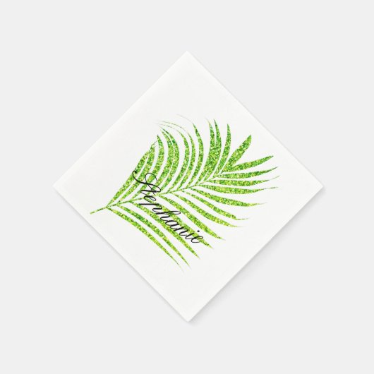 Serviette En Papier Palm Leaves Glittery Green Custom Name mignon (Coin)