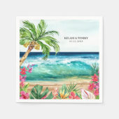 Serviette En Papier Palm Paradise Plage tropicale Mariage, Douche, Lua (Devant)