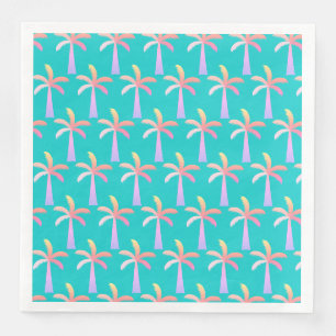 Serviette En Papier Palm Springs Caraïbes Bleu Tropical Palm Tree