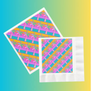 Serviette En Papier Palm Springs Gras Coucher de soleil rayures Palm T