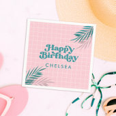 Serviette En Papier Palm Springs Pool Party Rose Adulte Anniversaire