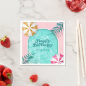 Serviette En Papier Palm Springs Pool Party Rose Adulte Anniversaire (En situation)