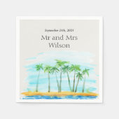 Serviette En Papier Palm Tree and Beach Wedding Dinner Cocktail (Devant)