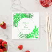 Serviette En Papier Palm Tree Art Green Feuilles Mariage élégant (En situation)