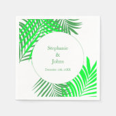 Serviette En Papier Palm Tree Art Green Feuilles Mariage élégant (Devant)