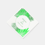 Serviette En Papier Palm Tree Art Green Feuilles Mariage élégant (Coin)