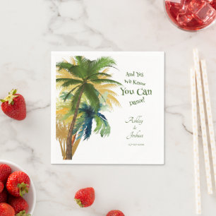 Serviette En Papier Palm Tree Beach Wedding Napkins