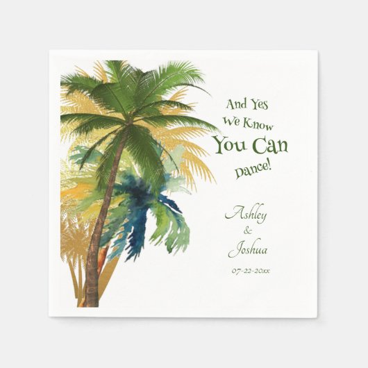 Serviette En Papier Palm Tree Beach Wedding Napkins (Devant)