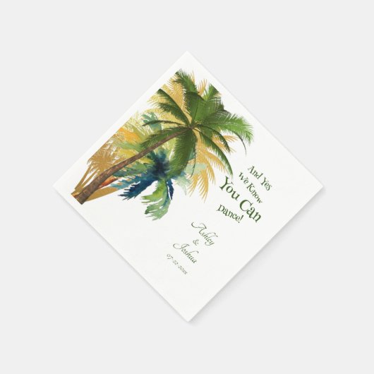 Serviette En Papier Palm Tree Beach Wedding Napkins (Coin)