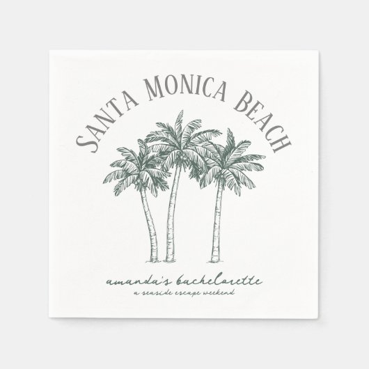 Serviette En Papier Palm Tree Colorée Bachelorette Party (Devant)
