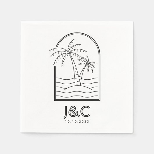 Serviette En Papier Palm Tree Custom Beach Mariage Cocktail (Devant)