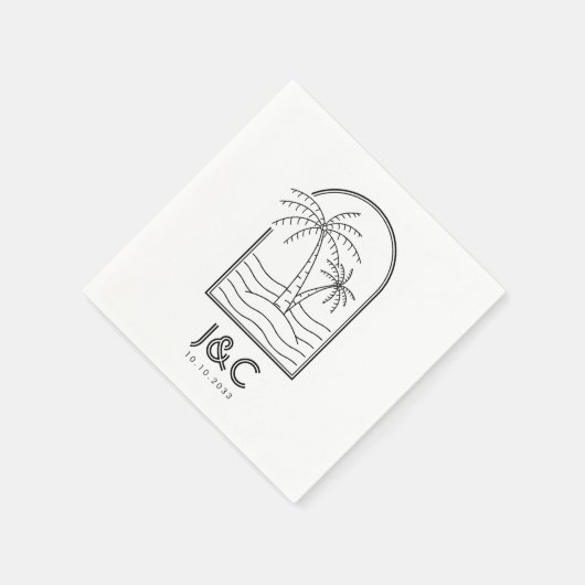 Serviette En Papier Palm Tree Custom Beach Mariage Cocktail (Coin)