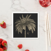 Serviette En Papier Palm Tree élégant rétro chic noir (En situation)