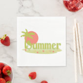 Serviette En Papier Palm Tree été avec soleil et plage (En situation)
