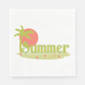 Serviette En Papier Palm Tree été avec soleil et plage (Devant)
