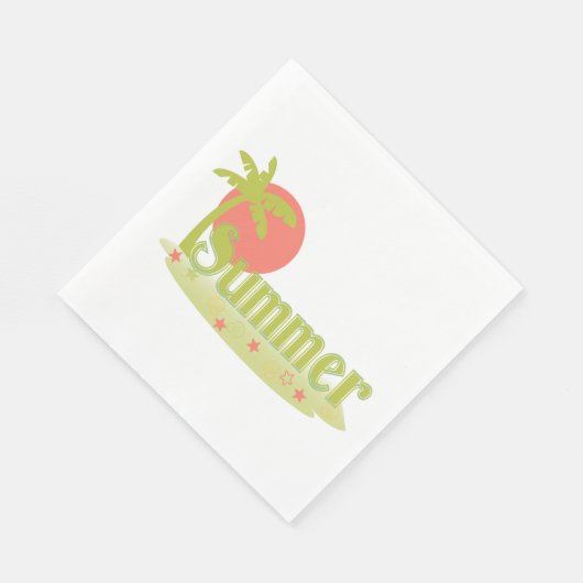 Serviette En Papier Palm Tree été avec soleil et plage (Coin)