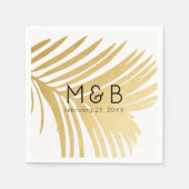 Serviette En Papier Palm Tree Feuilles Tropical Gold Personnalisé (Devant)