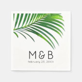 Serviette En Papier Palm Tree Feuilles Tropical Leaf Mariage Monogramm (Devant)