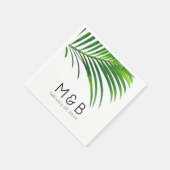 Serviette En Papier Palm Tree Feuilles Tropical Leaf Mariage Monogramm (Coin)