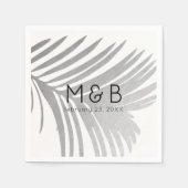 Serviette En Papier Palm Tree Feuilles Tropical Silver Custom (Devant)