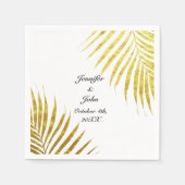 Serviette En Papier Palm Tree Foliage Gold Foil Feuilles 2020 Mariage (Devant)
