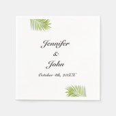 Serviette En Papier Palm Tree Foliage Vert Aquarelle Feuille Mariage (Devant)