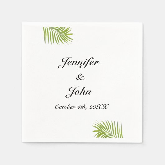 Serviette En Papier Palm Tree Foliage Vert Aquarelle Feuille Mariage (Devant)