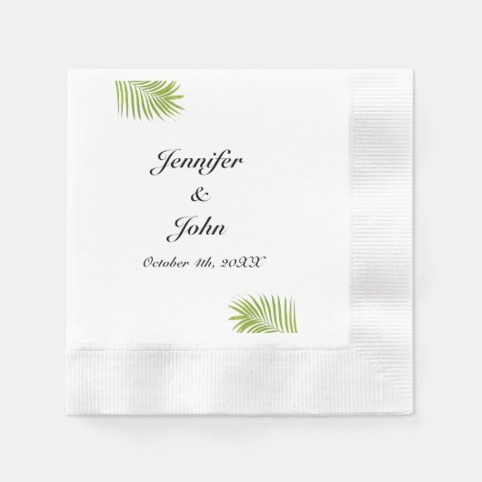 Serviette En Papier Palm Tree Foliage Vert Aquarelle Feuille Mariage (Devant)