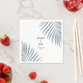 Serviette En Papier Palm Tree Folift Dusty Blue Feuille Mariage Cool (En situation)