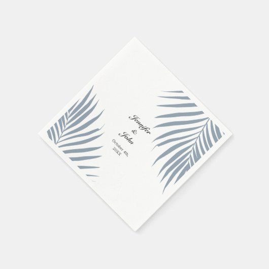 Serviette En Papier Palm Tree Folift Dusty Blue Feuille Mariage Cool (Coin)