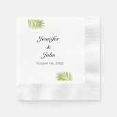 Serviette En Papier Palm Tree Green Foliing Aquarelle Feuille Mariage (Devant)