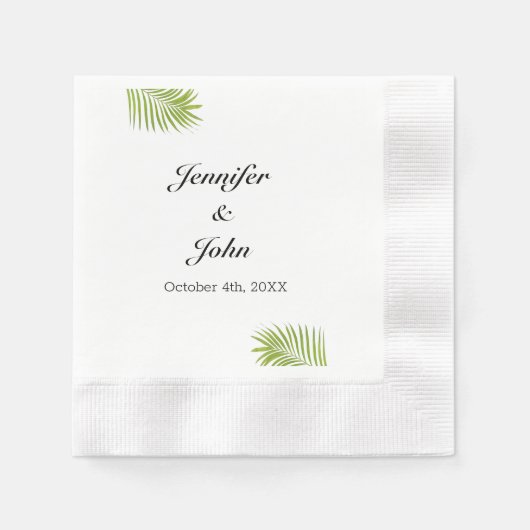 Serviette En Papier Palm Tree Green Foliing Aquarelle Feuille Mariage (Devant)