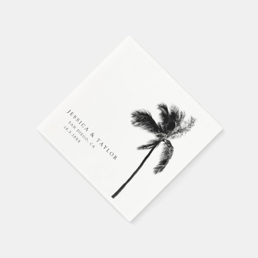 Serviette En Papier Palm Tree Mariage Moderne Personnalisé Cocktail Se (Coin)