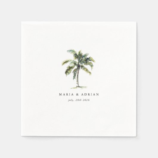 Serviette En Papier Palm Tree minimal Mariage de plage tropicale (Devant)