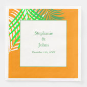 Serviette En Papier Palm Tree Orange Green Art Feuille Mariage (Devant)