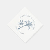 Serviette En Papier Palm Tree Plage tropicale Mariage Dusty Bleu (Coin)
