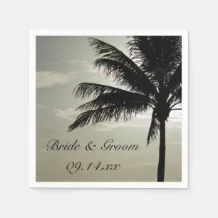 Serviette En Papier Palm Tree Silhouette Beach Mariage