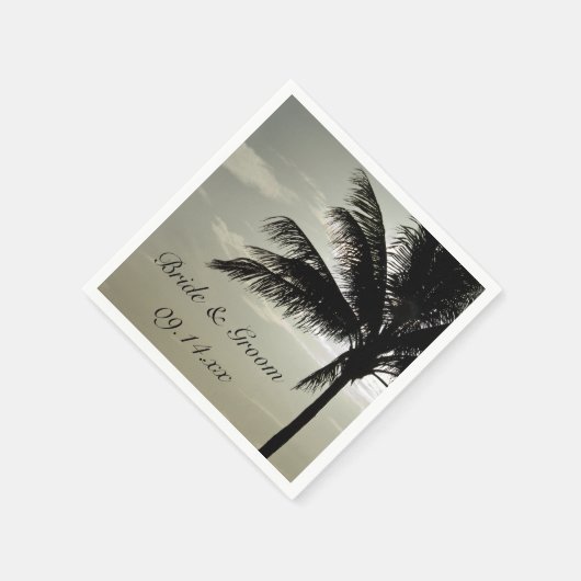 Serviette En Papier Palm Tree Silhouette Beach Mariage (Coin)