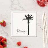 Serviette En Papier Palm Tree Silhouette Voyage Nom côtier Chic (En situation)