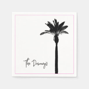 Serviette En Papier Palm Tree Silhouette Voyage Nom côtier Chic