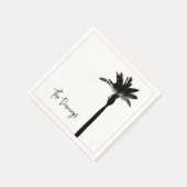 Serviette En Papier Palm Tree Silhouette Voyage Nom côtier Chic (Coin)