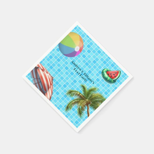 Serviette En Papier Palm Tree Sun Umbrella Beach Ball Pool (Coin)