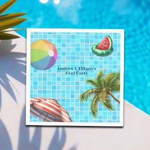 Serviette En Papier Palm Tree Sun Umbrella Beach Ball Pool
